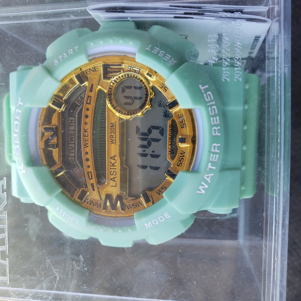 Sika Green and Gold Digital Sports Watch